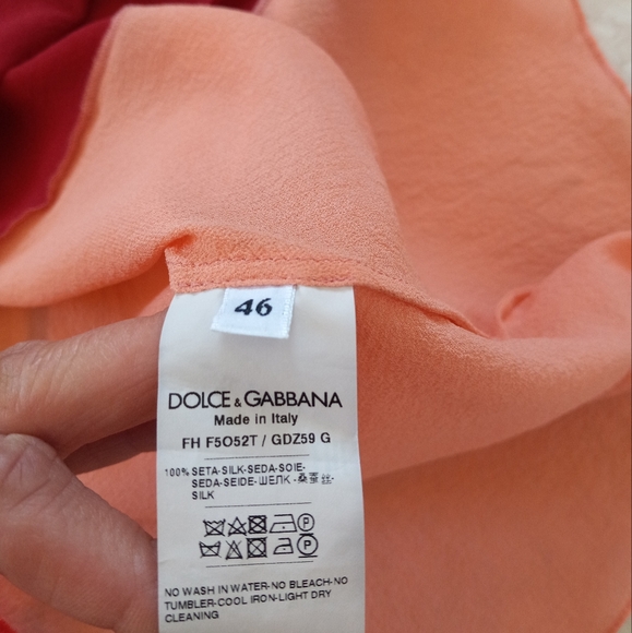 Dolce & Gabbana Silk Georgette Colorblock Patchwork Shirt 46IT/10US - Picture 7 of 16